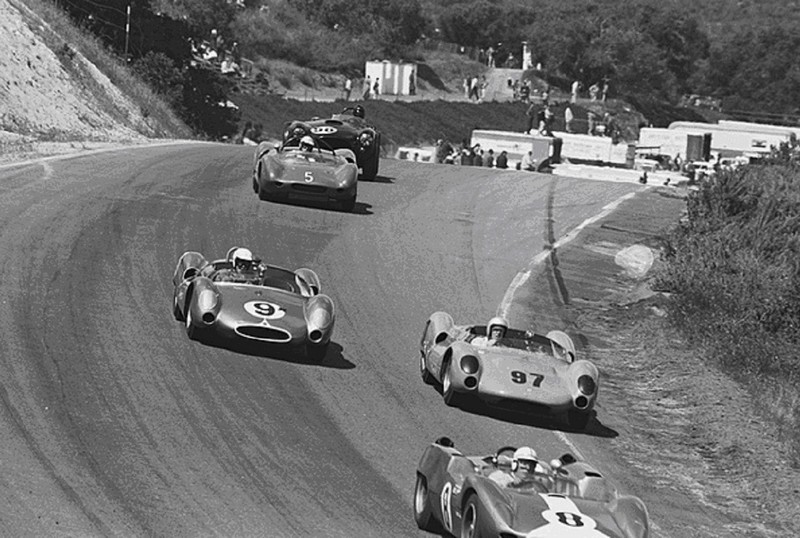 Dave MacDonald, Carroll Shelby, Lang Cooper King Cobra, Laguna Seca Raceway